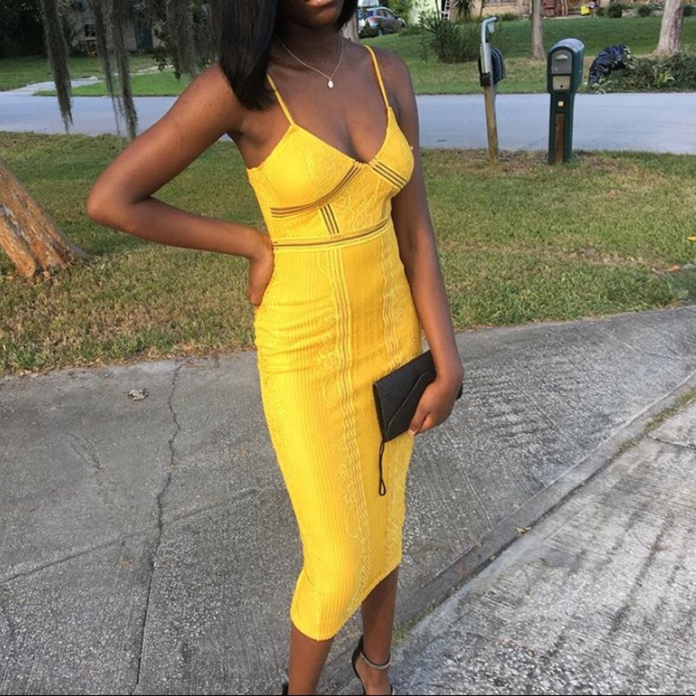 Mustard yellow midi dress - Picture 2 of 2